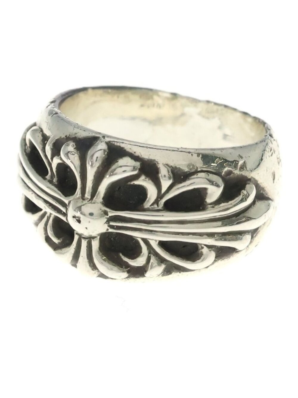 Chrome Hearts Flrl Floral Cross Ring Silver
